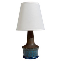 Nils Kähler, Small Table Lamp, Brown Stoneware, Denmark, 1950s