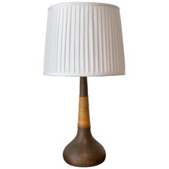 Nils Kähler, Table Lamp, Stoneware / Cane, for Le Klint, Denmark, 1950s