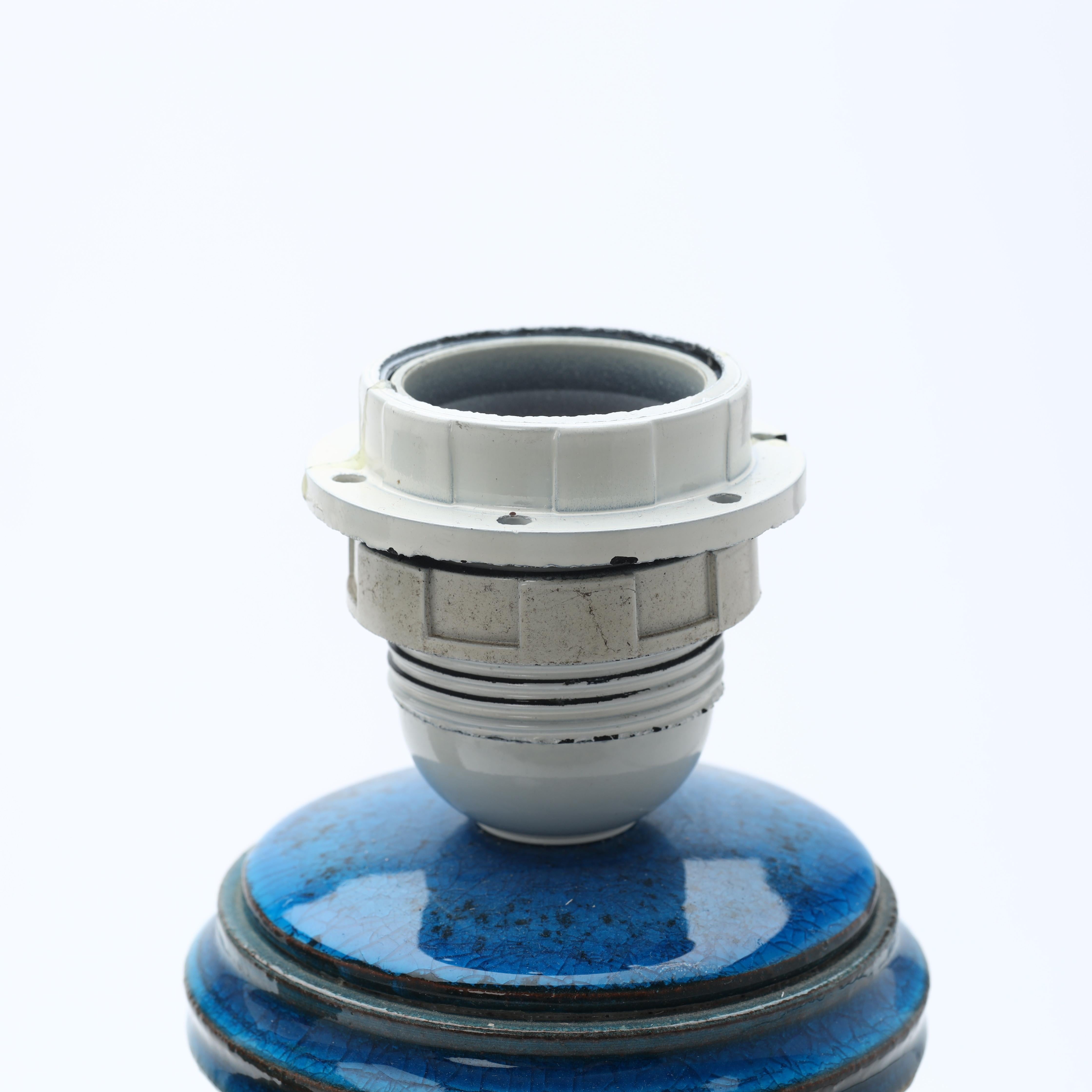 Danese Lampade da tavolo in ceramica Nils Kählert con smalto blu, Danimarca, anni '60 in vendita