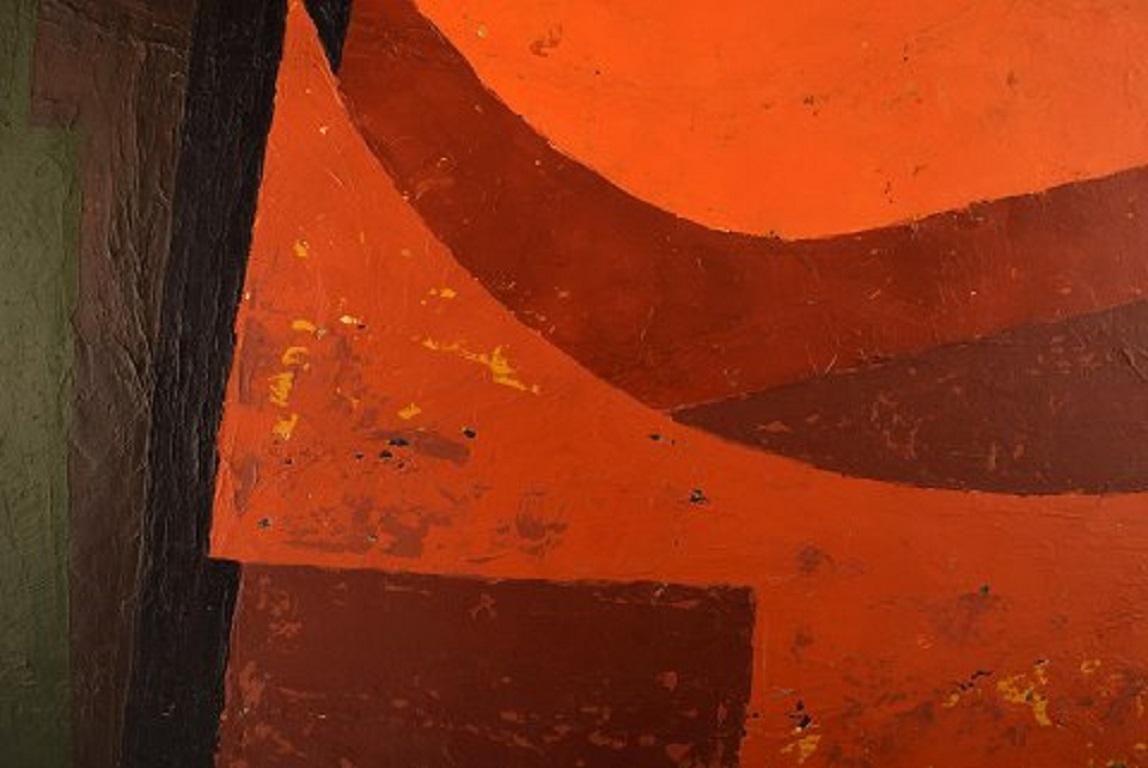 Mid-20th Century Nils Karlsson, Swedish Artist, Oil on Canvas, Abstract Composition, Dated 1968