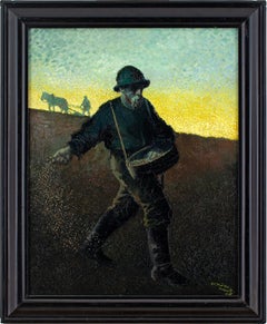 Nils Kjellberg, The Sower, Antique Oil Painting
