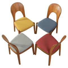 Nils Koefoed Dining Chairs by Hornslet, 1960s Teak Multicolor