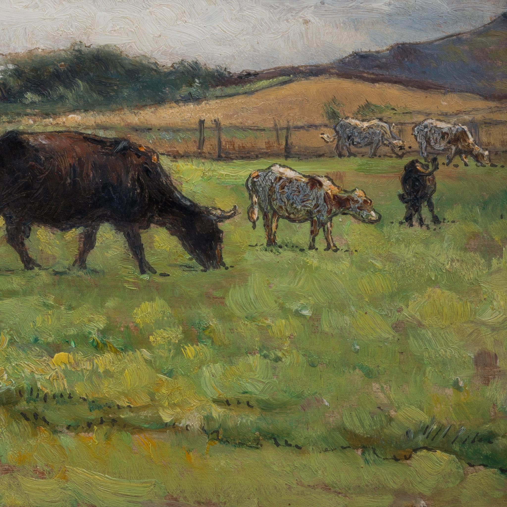 Cattle on the Meadow by Swedish Artist Nils Kreuger For Sale 3