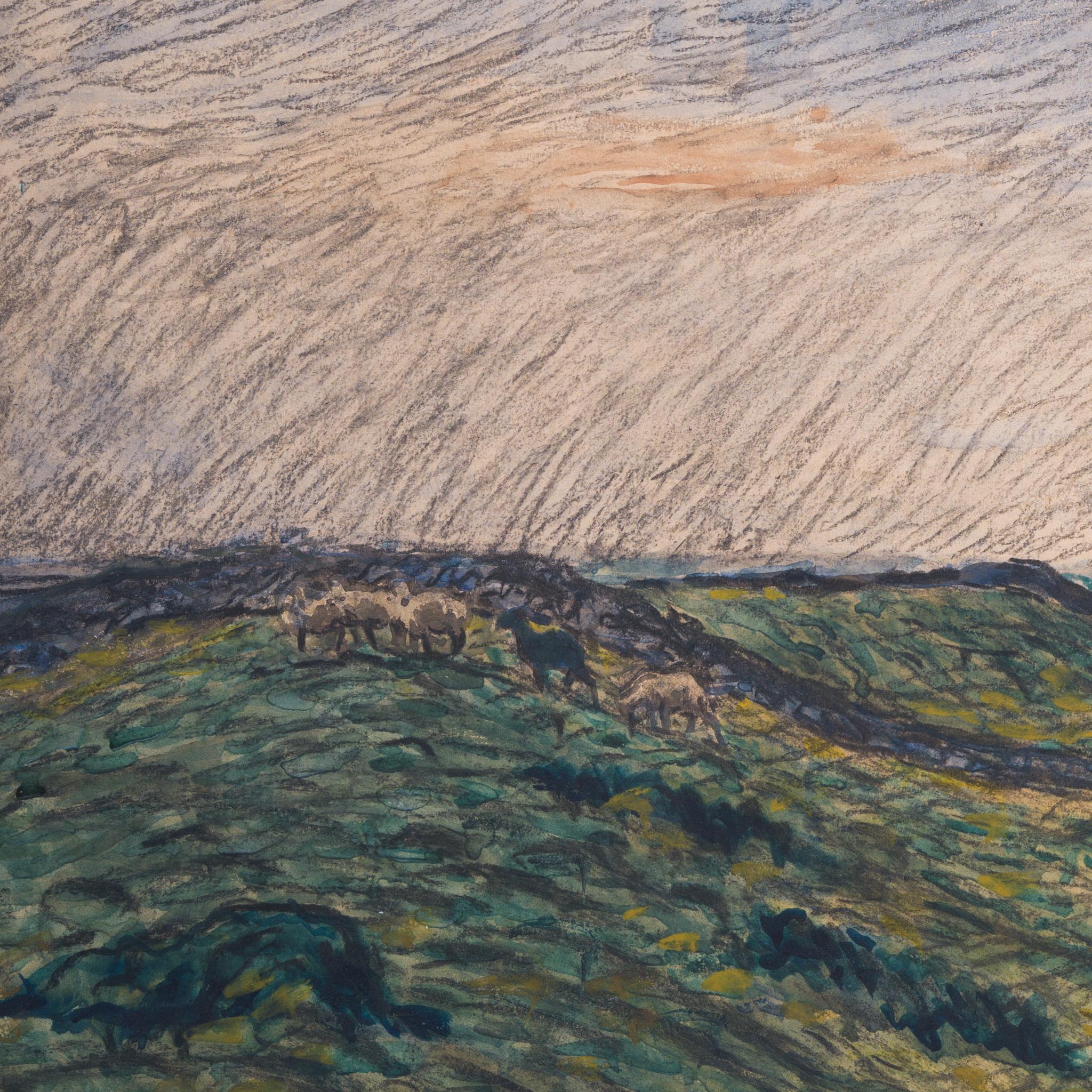 Twilight at Öland Heath – Swedish Pastoral by Nils Kreuger For Sale 4