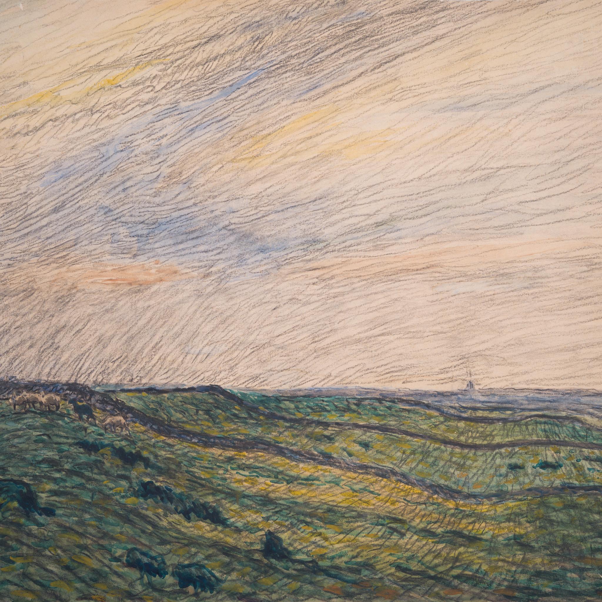 Twilight at Öland Heath – Swedish Pastoral by Nils Kreuger For Sale 5