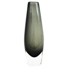 Nils Lamberg for Orrefors Sommerso Grey and Clear Glass Vase