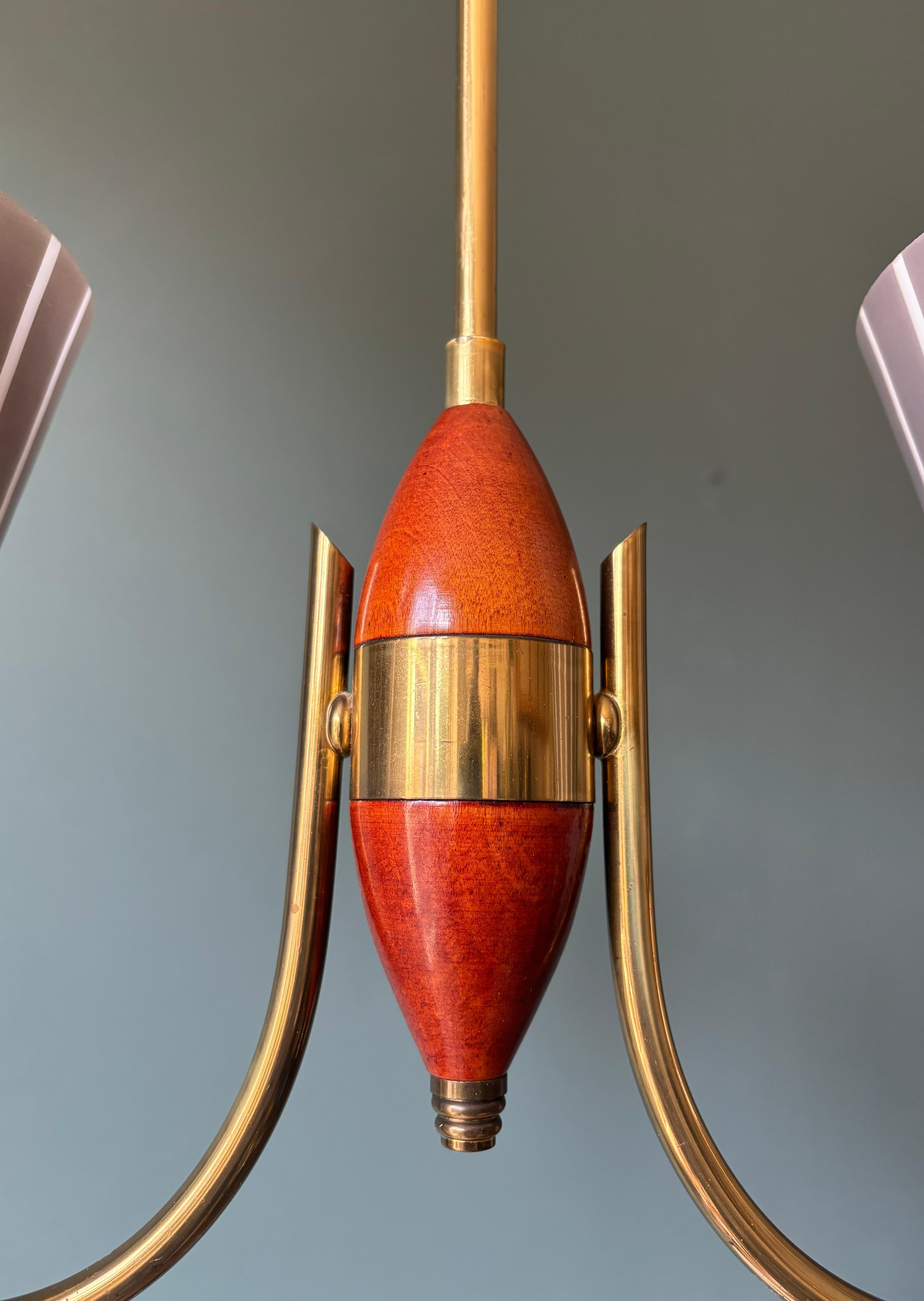 Lacquered Nils Landberg (attr.) for Orrefors Striped Glass Double Chandelier, 1940s