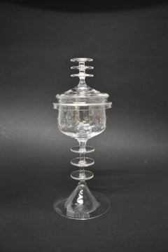 Nils Landberg for Orrefors Crystal Lidded Candy Dish