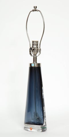 Nils Landberg per Orrefors Lampade di cristallo blu fumé