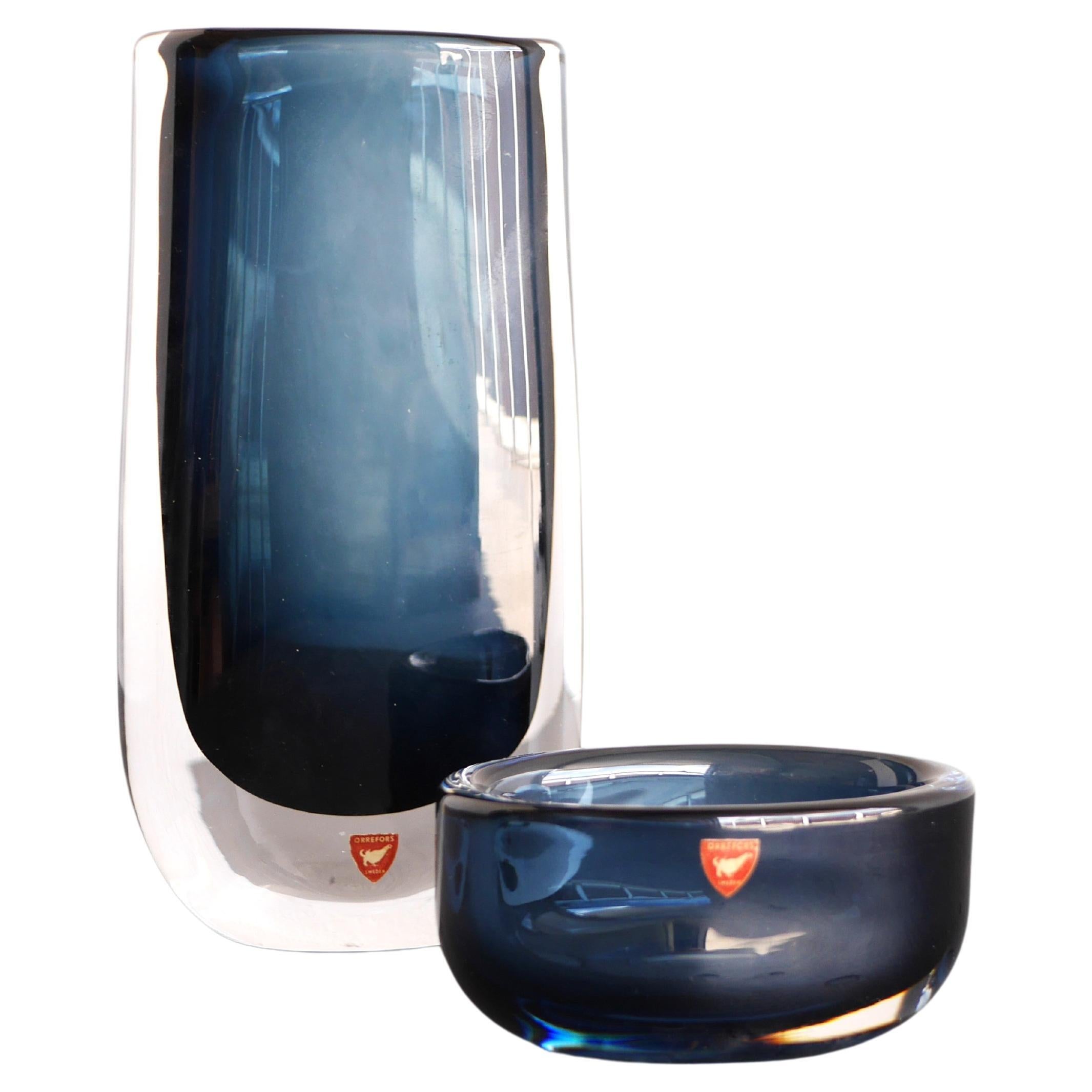 Nils Landberg Glass Vase and Bowl 