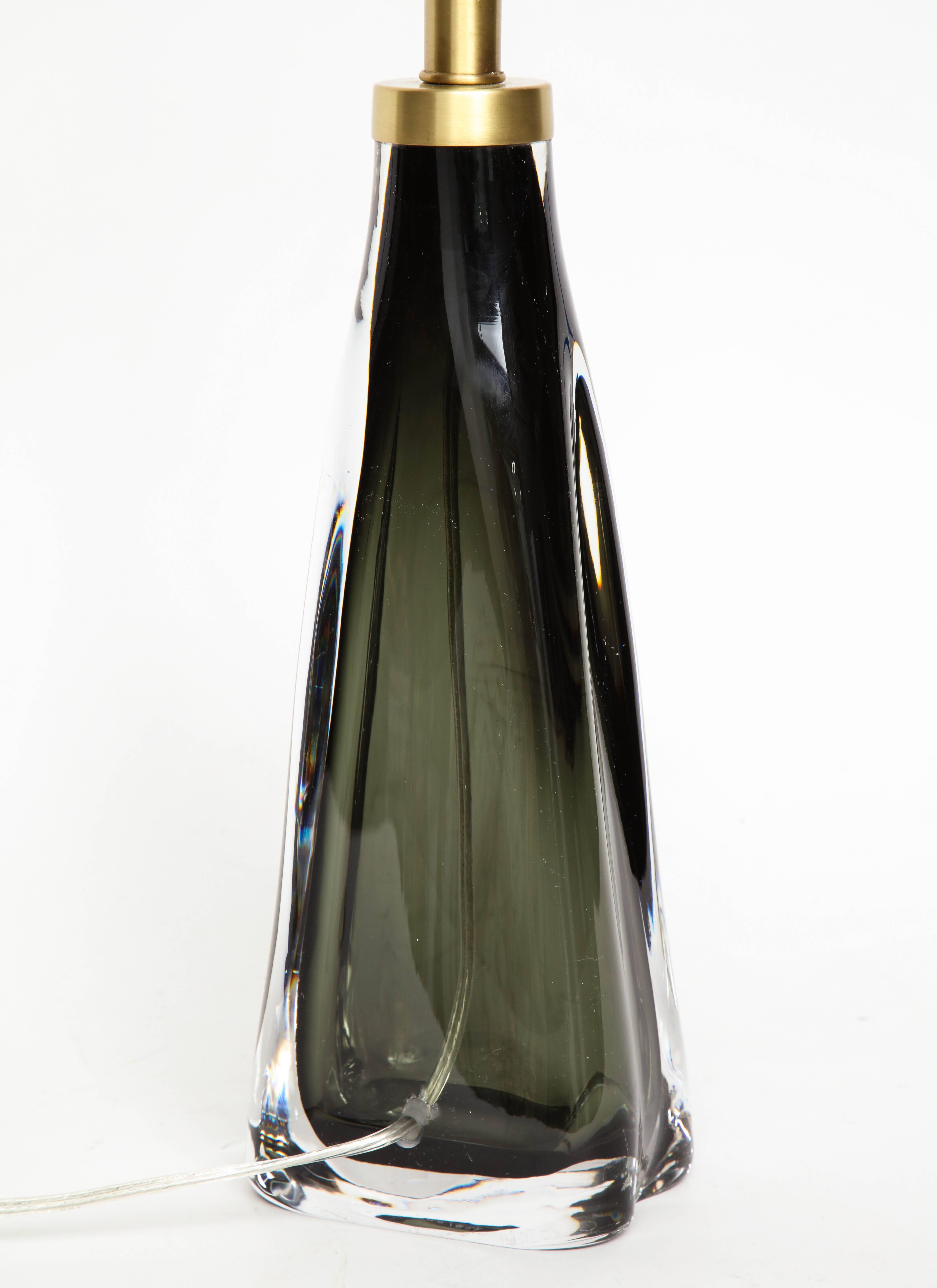 20th Century Nils Landberg/Orrefors Dark Bottle Green Lamps For Sale