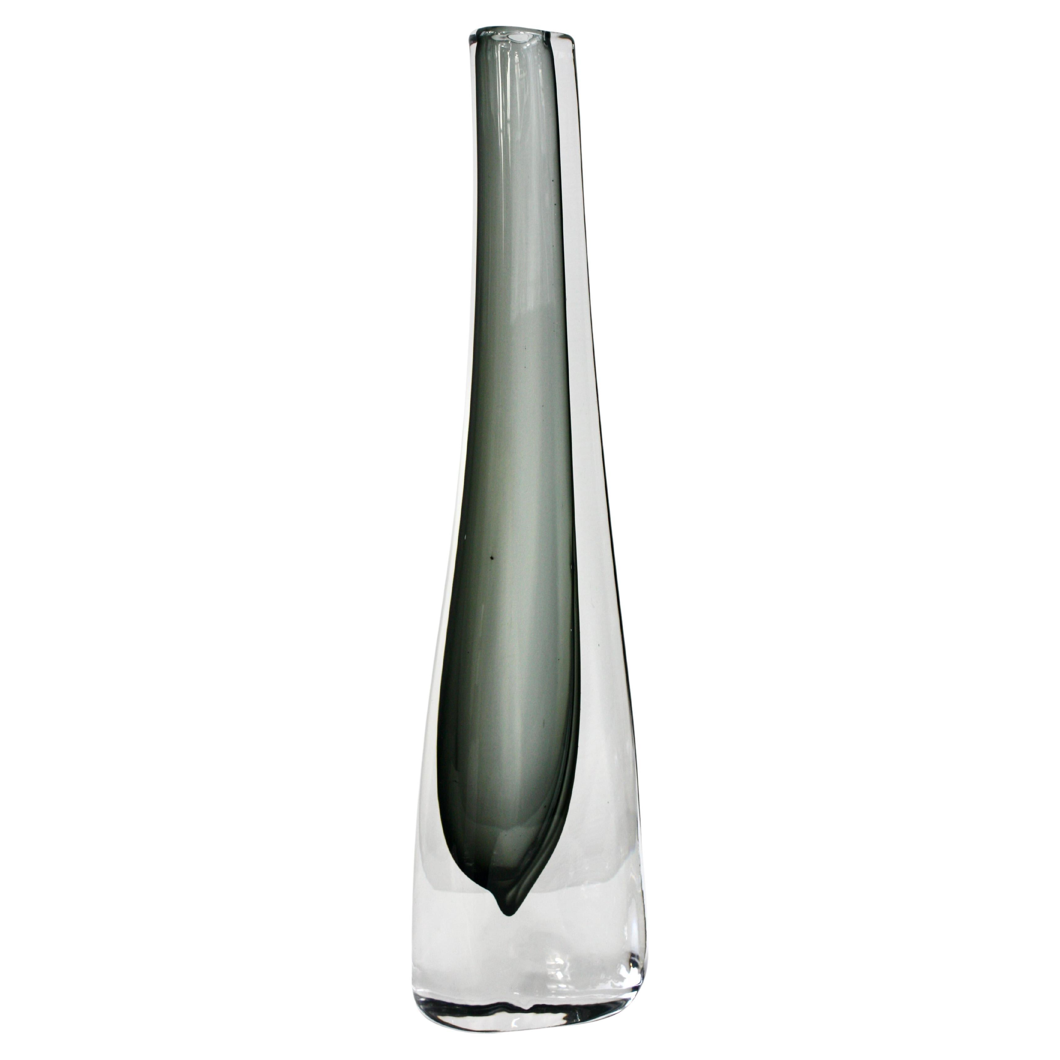 Nils Landberg Orrefors Sweden Sommerso Glass Vase, 1950's