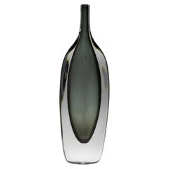 Nils Landberg Scandinavian Modern Glass Green Vase Orrefors Unique Freeblown