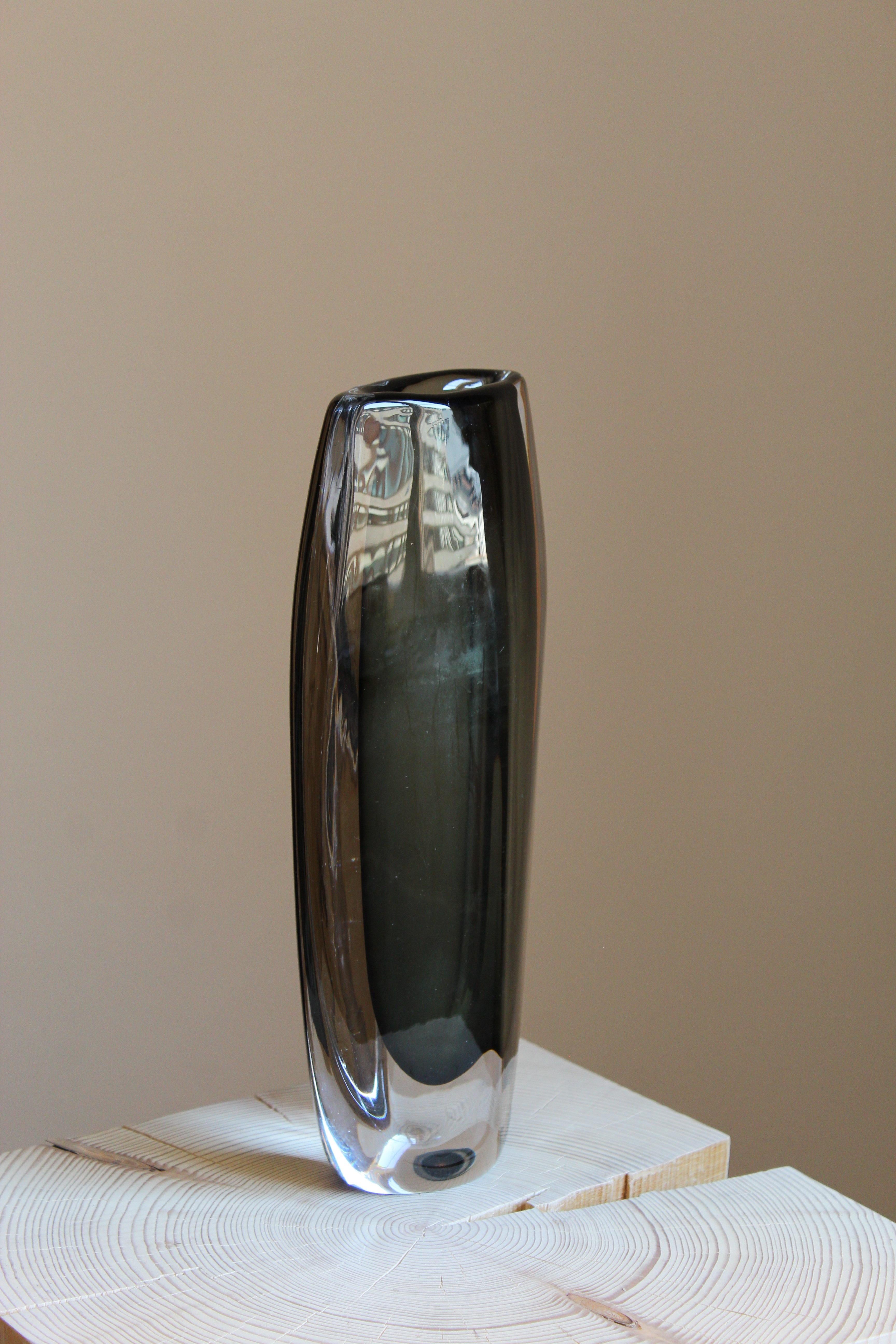 Swedish Nils Landberg, Sizable Vase, Blown Glass in Sommerso Technique, Orrefors, 1950s