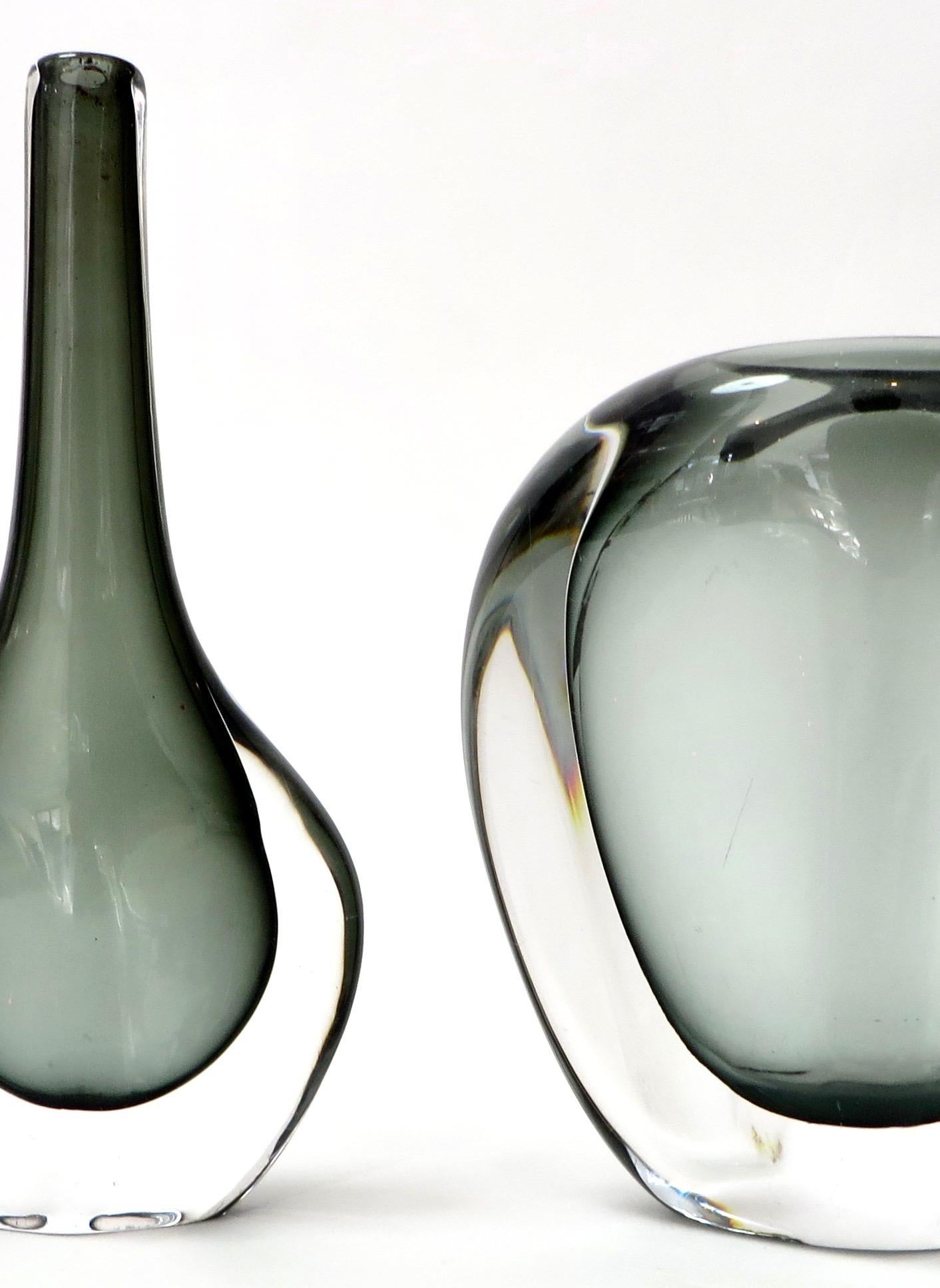 Nils Landberg Sommerso Charcoal Cased Dusk Vase for Orrefors 3