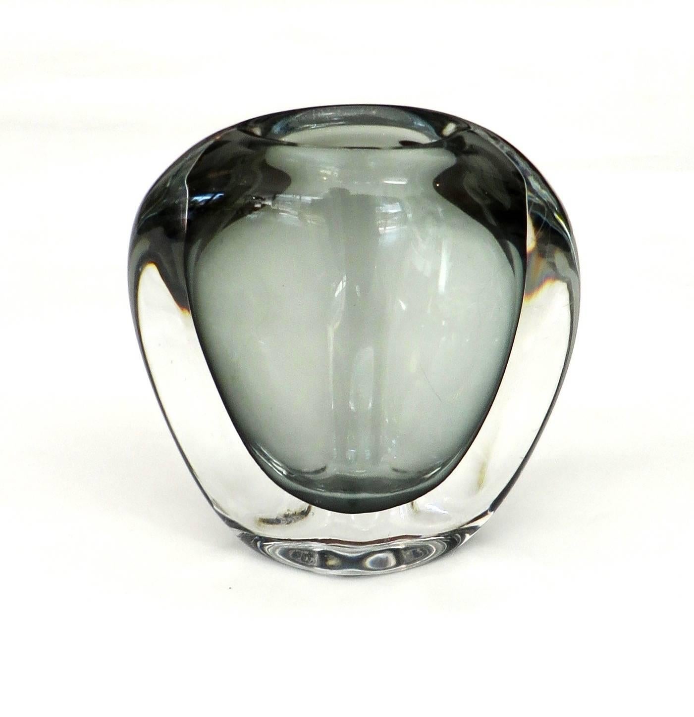 Mid-20th Century Nils Landberg Sommerso Charcoal Cased Dusk Vase for Orrefors
