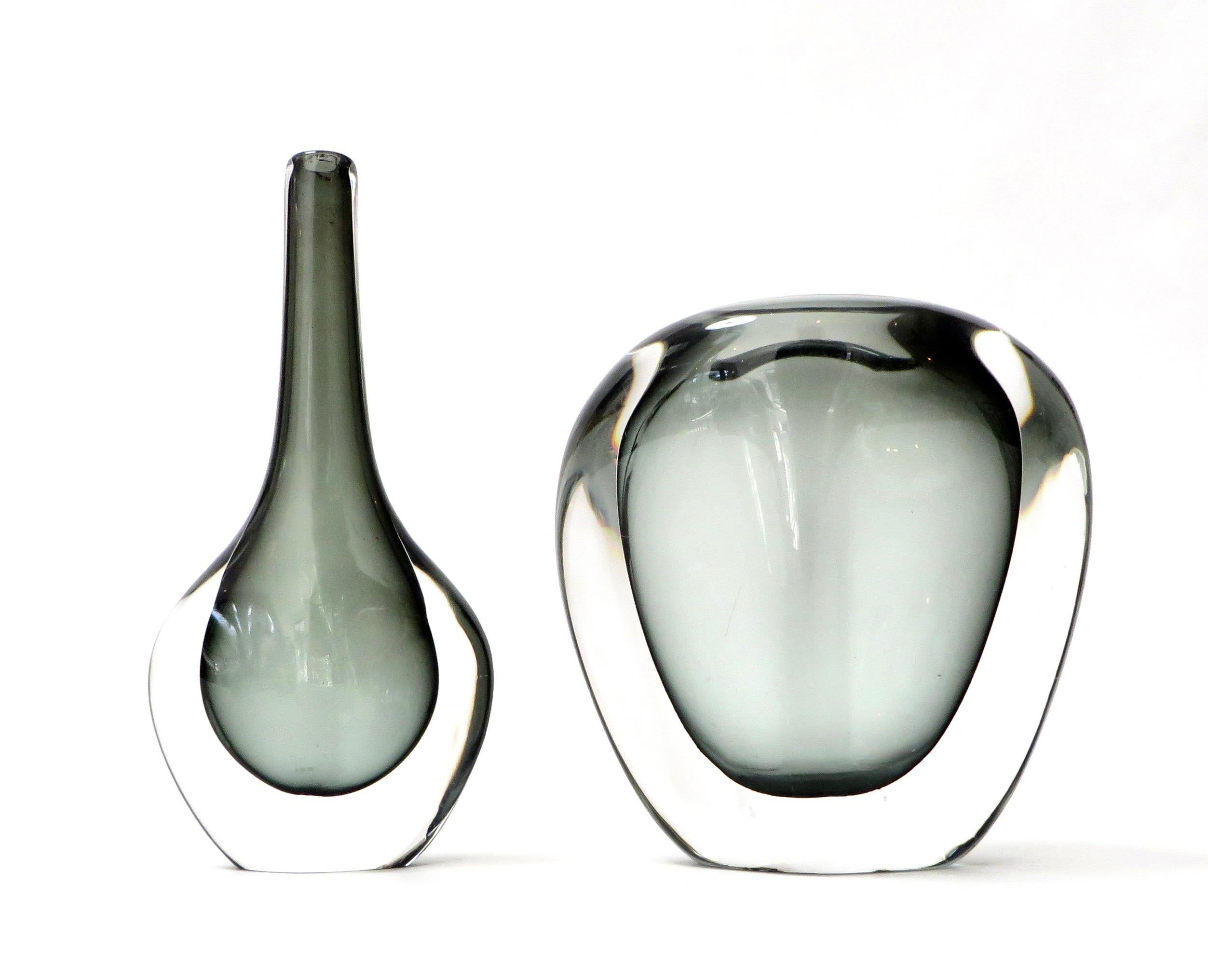 Nils Landberg Sommerso Charcoal Cased Dusk Vase for Orrefors 2