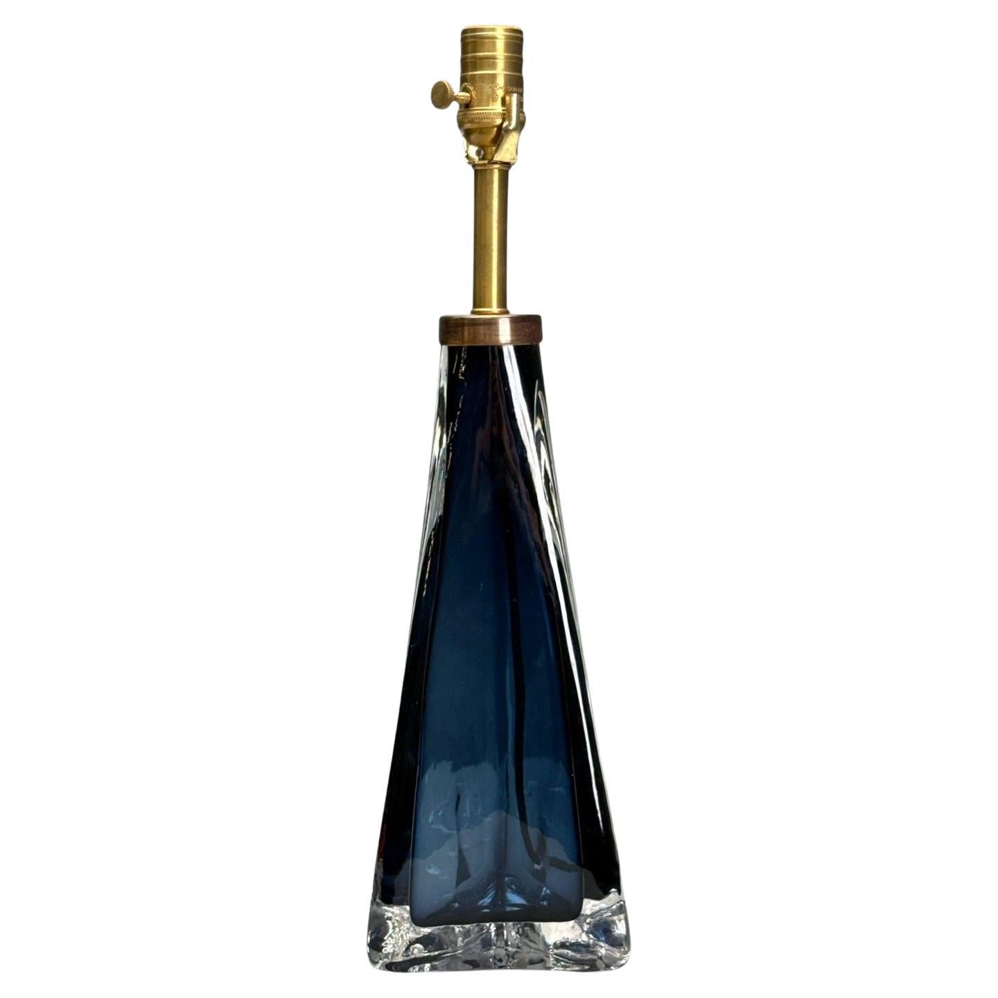 Nils Landberg, Swedish Modern, Blue Glass, Table Lamp, Sweden, 1960s in vendita