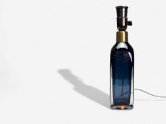 Nils Landberg, Lampada da tavolo moderna svedese, vetro colorato blu, Svezia, anni '60