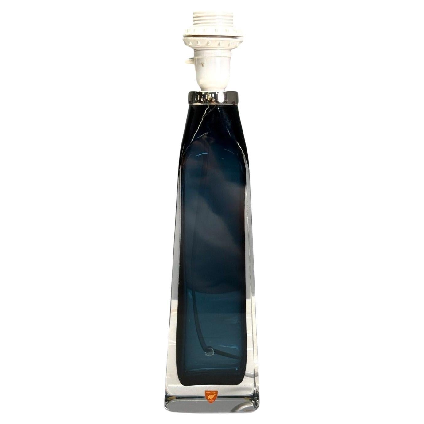Nils Landberg, Swedish Modern, Blue Tinted Glass, Table Lamp, Sweden, 1960s
