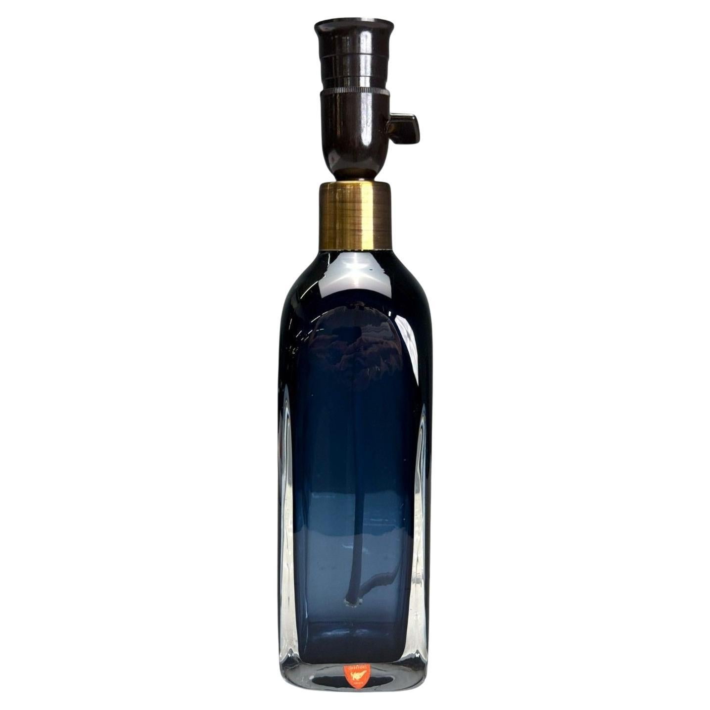 Nils Landberg, Swedish Modern, Blue Tinted Glass, Table Lamp, Sweden, 1960s in vendita