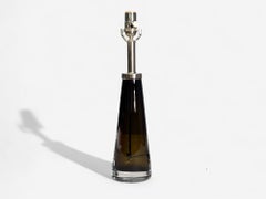 Nils Landberg, Swedish Modern, Brown Tinted Glass, Table Lamp, Sweden, 1970s