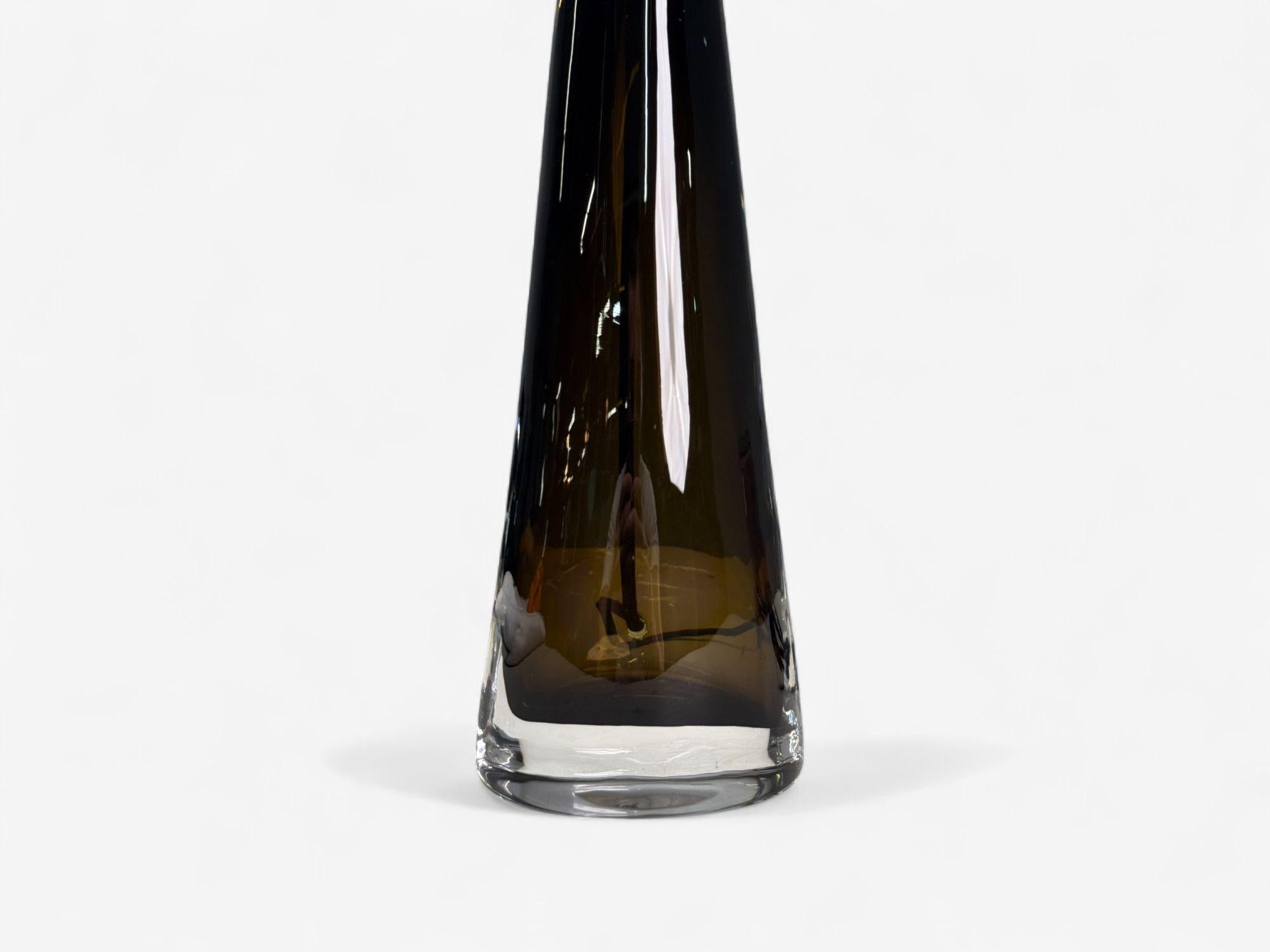 Mid-Century Modern Nils Landberg, moderne suédois, verre teinté brun, lampe de table, Suède, années 1970 en vente