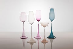 Nils Landberg 'Tulpan' Tulip Vases for Orrefors Sweden, Expo 1957, Set of 5