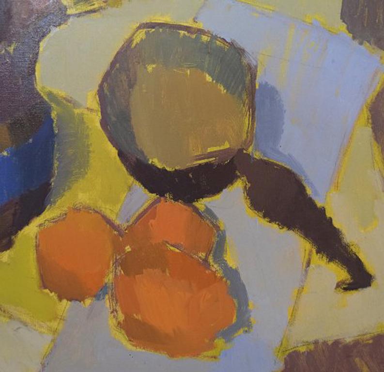 20th Century Nils Moreau, Swedish Artist, Modernist Still Life with Jug and Oranges