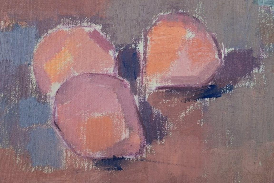 Modern Nils Nilsson, Swedish artist. Oil on canvas. Still life with fruits.  1956