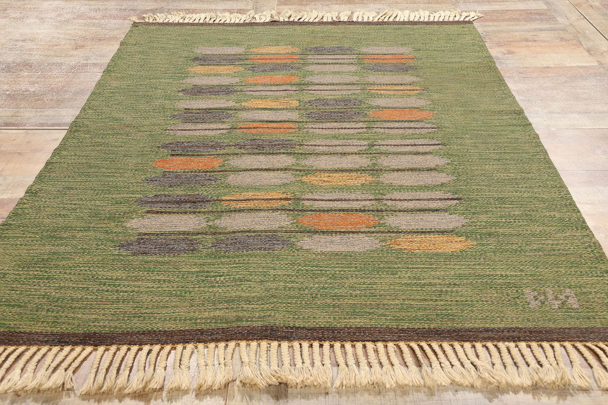 1950's Nils Nilsson Swedish Green Scandinavian Finnish Röllakan Carpet For Sale 3