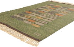 1950's Nils Nilsson Swedish Green Scandinavian Finnish Röllakan Carpet