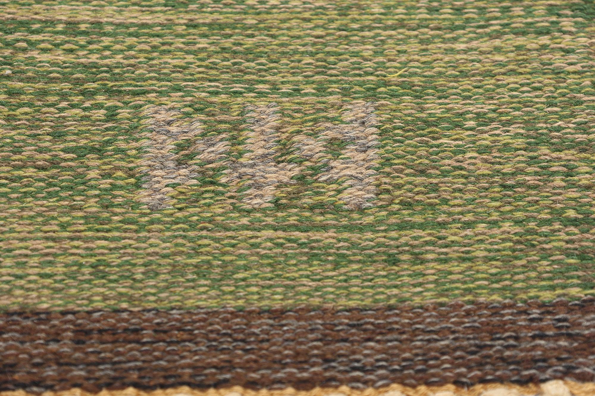 20th Century 1950's Nils Nilsson Swedish Green Scandinavian Finnish Röllakan Carpet For Sale