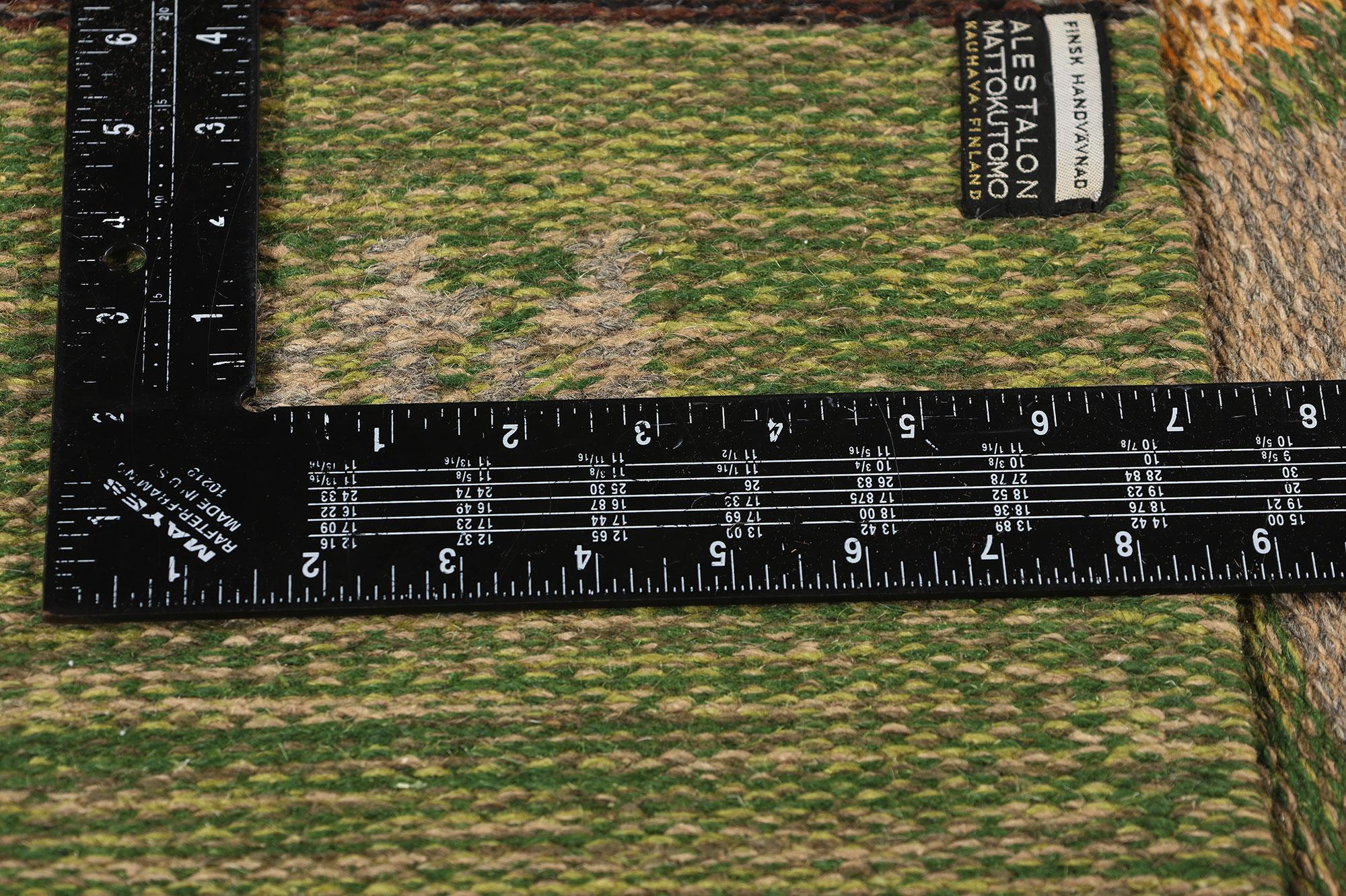 1950's Nils Nilsson Swedish Green Scandinavian Finnish Röllakan Carpet For Sale 1