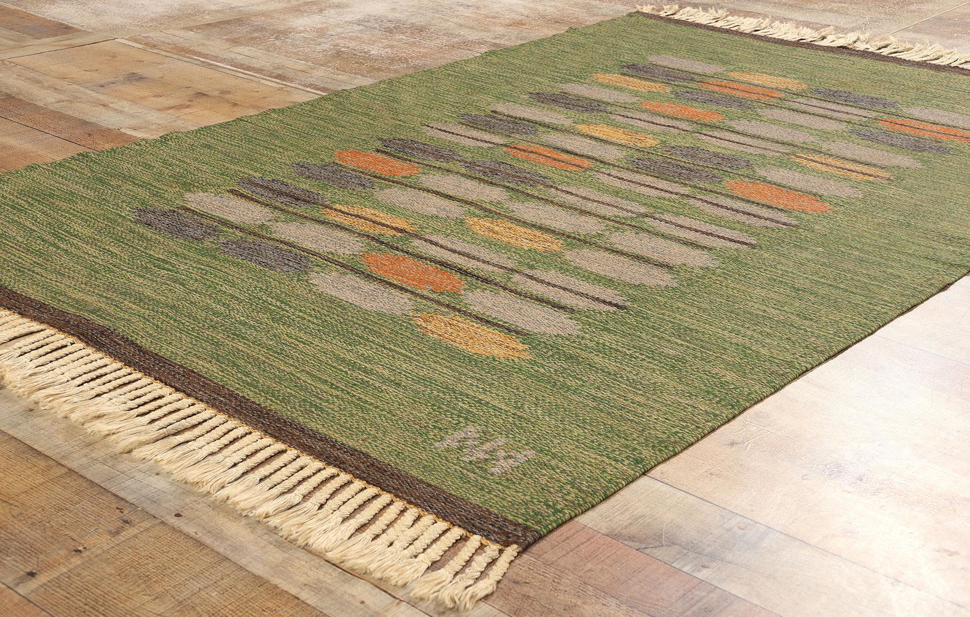 1950's Nils Nilsson Swedish Green Scandinavian Finnish Röllakan Carpet For Sale 2