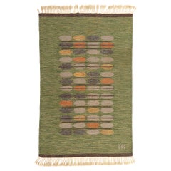 1950's Nils Nilsson Swedish Green Scandinavian Finnish Röllakan Carpet
