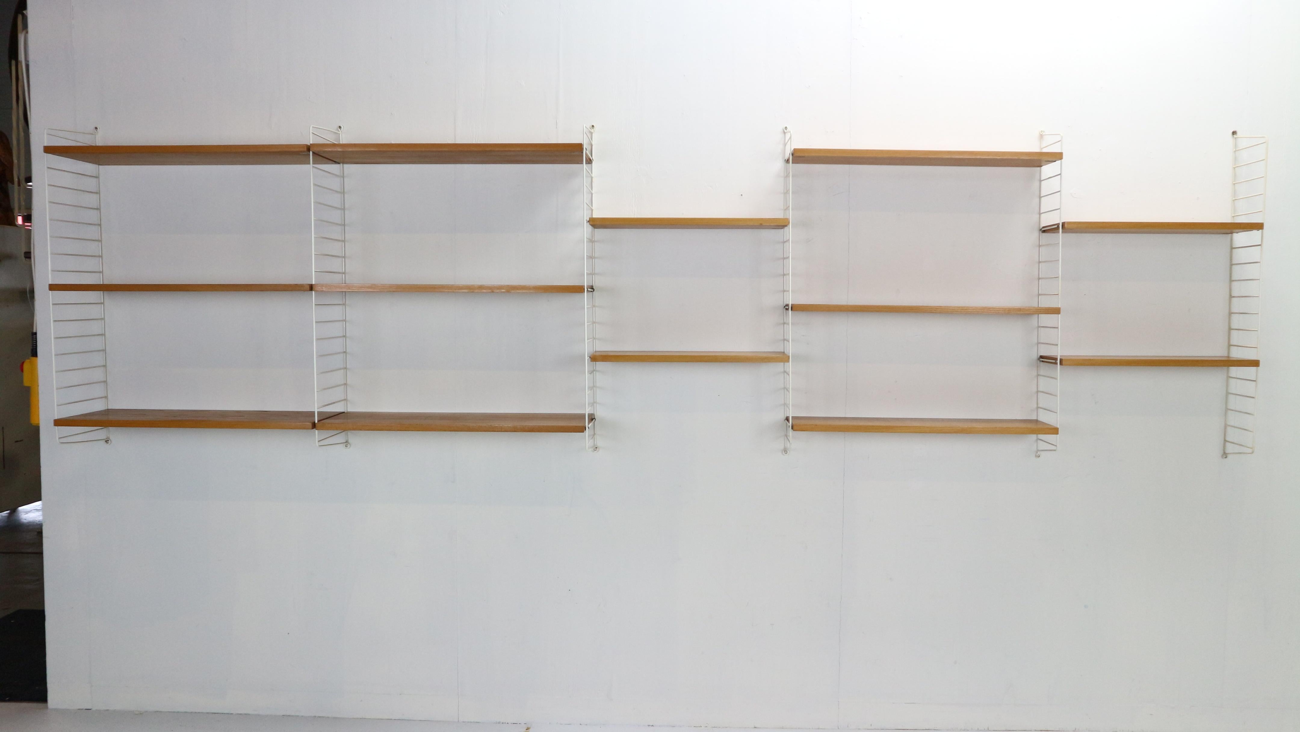 Nils Nisse Strinning Shelving System/ Wall Unit for String Design, 1960s, Sweden In Good Condition In The Hague, NL