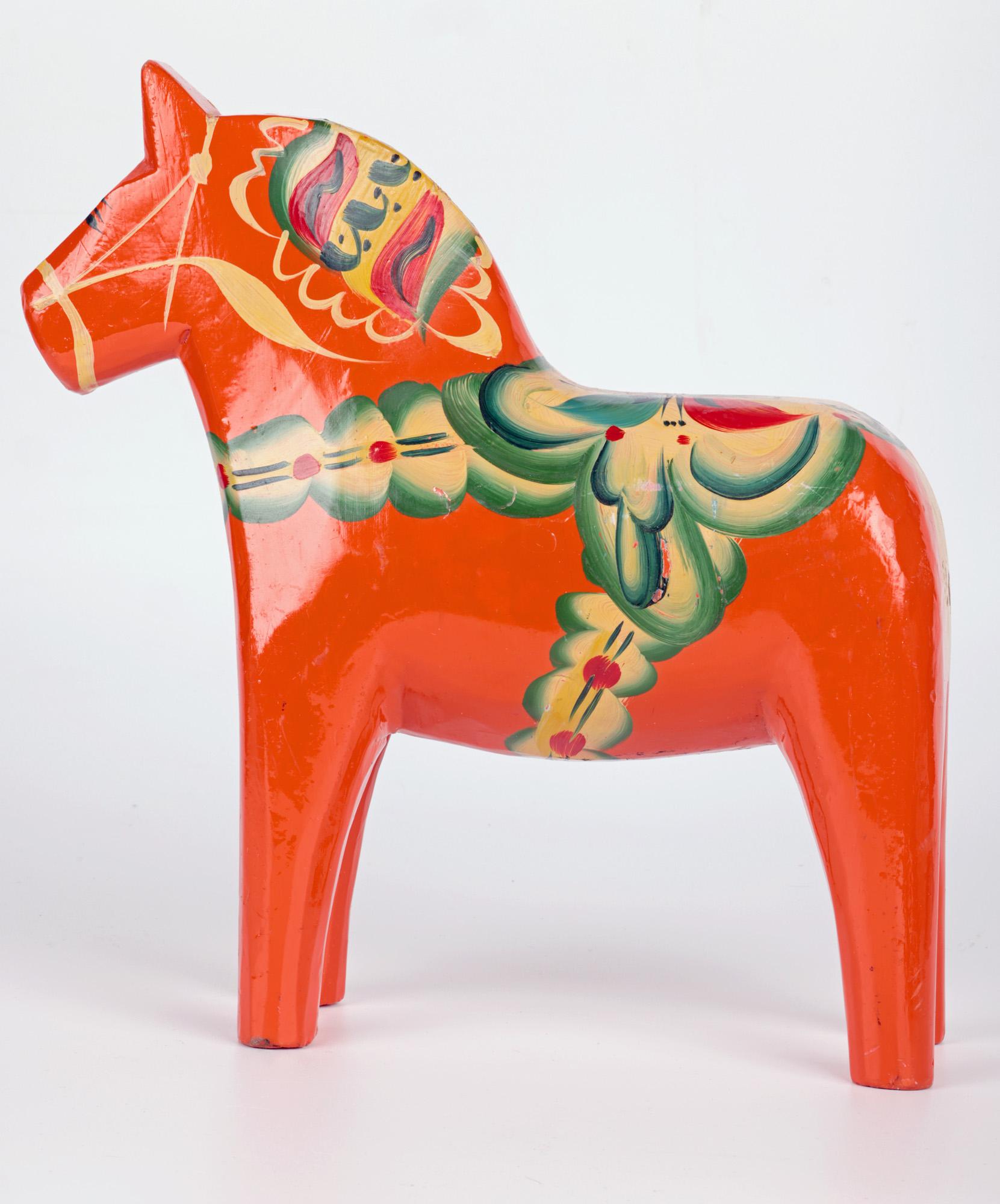 Hand-Carved Nils Olsson Swedish Mid-Century Graduated Set Hand Painted Wooden Horses  For Sale