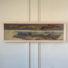 Modernist Beach Seascape, Signed Original Swedish Oil Painting, Framed, 1960s