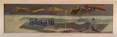 Modernist Beach Seascape, Signed Original Swedish Oil Painting, Framed, 1960s