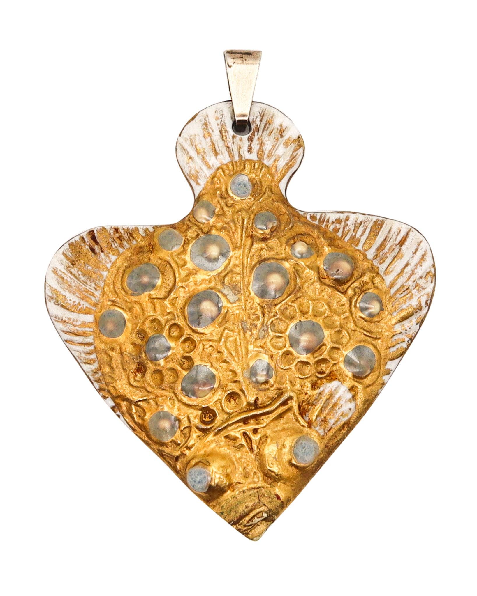 NILS THORSSON 1968 Anton Michelsen Abstract Porcelain Pendant In Sterling Silver