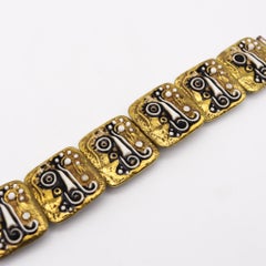 Nils Thorsson 1968 for Anton Michelsen Abstract Porcelain Bracelet in Sterling