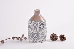 Nils Thorsson for Aluminia Baca Flask Vase Abstract Decor, Danish Ceramic, 1960s