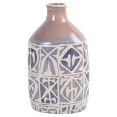 Nils Thorsson for Aluminia Baca Flask Vase Abstract Decor, Danish Ceramic, 1960s