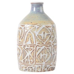 Nils Thorsson for Aluminia Baca Flask Vase Abstract Pattern Danish Ceramic 1960s