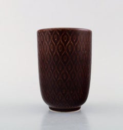 Nils Thorsson for Aluminia, "Marselis" Faience Vase with Geometric Pattern