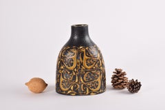Nils Thorsson for Aluminia Royal Copenhagen Baca Vase Black Yellow Danish 1960s
