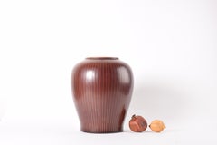 Nils Thorsson pour Aluminia Royal Copenhagen Vase géant "Marselis" brun, années 1950