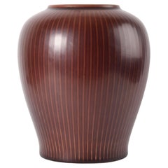 Nils Thorsson pour Aluminia Royal Copenhagen Vase géant "Marselis" brun, années 1950