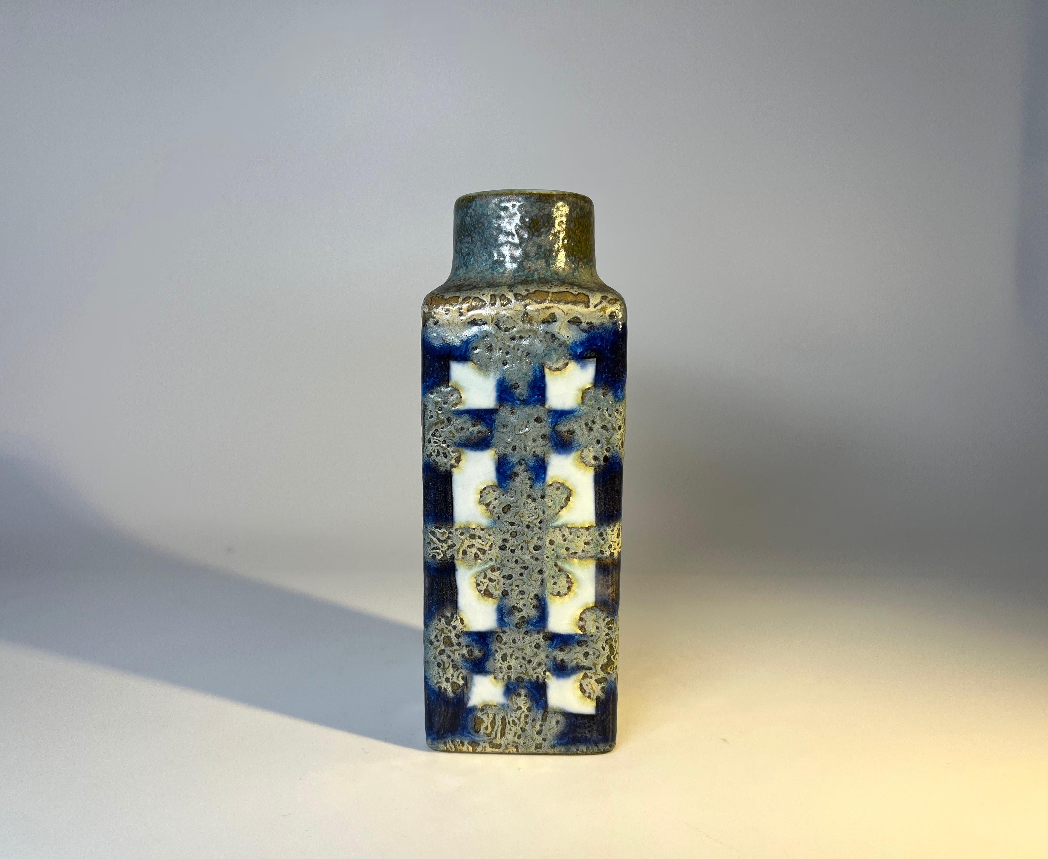 Danish Nils Thorsson for Royal Copenhagen 1960 Ceramic Blue Grey Glazed Baca Vase #3258
